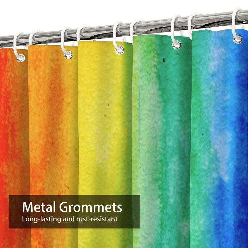 Rideau de douche avec 12 crochets Rainbow, L 72 po x l 84 po