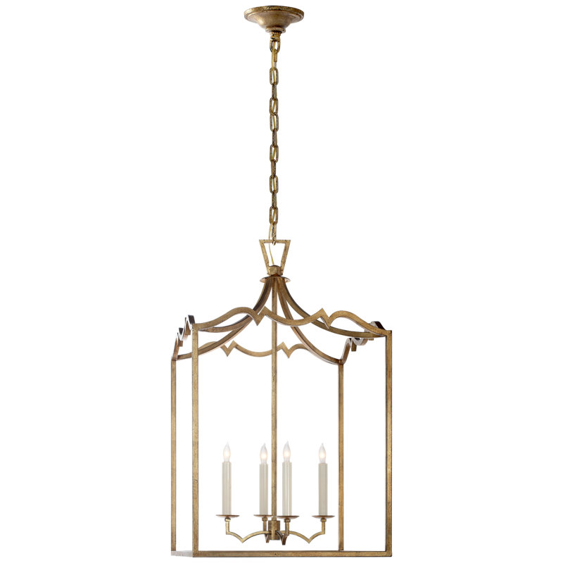 Chapman & Myers Darlana Small Fancy Lantern, Golded Iron, 29.25" H x 17.25" W x 17.25" D