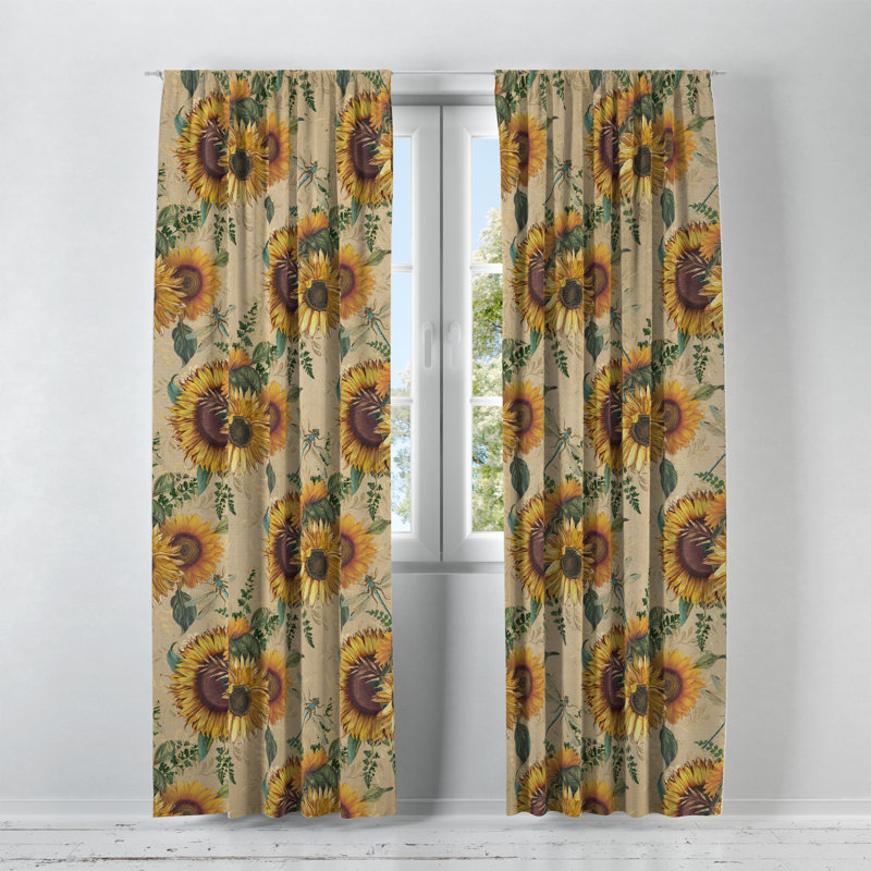 Panneaux de rideaux semi-transparents à motif floral, L 56 po x L 78 po