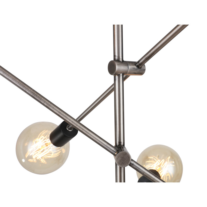 Lustree linéaire 6 lumières spoutnik modern Methuen, Nickel antique / noir