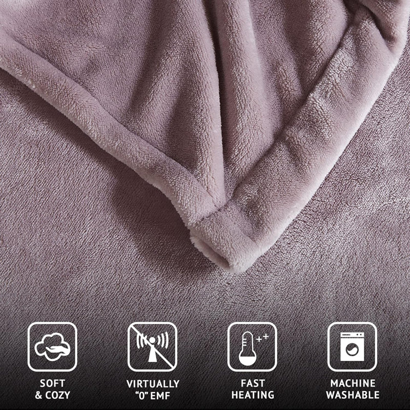 Heated Plush Ultra-Soft Electric Blanket, King, Lavender