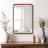 Arc-Cornered Wall Mirror with Wooden Frame-752068858-748454364