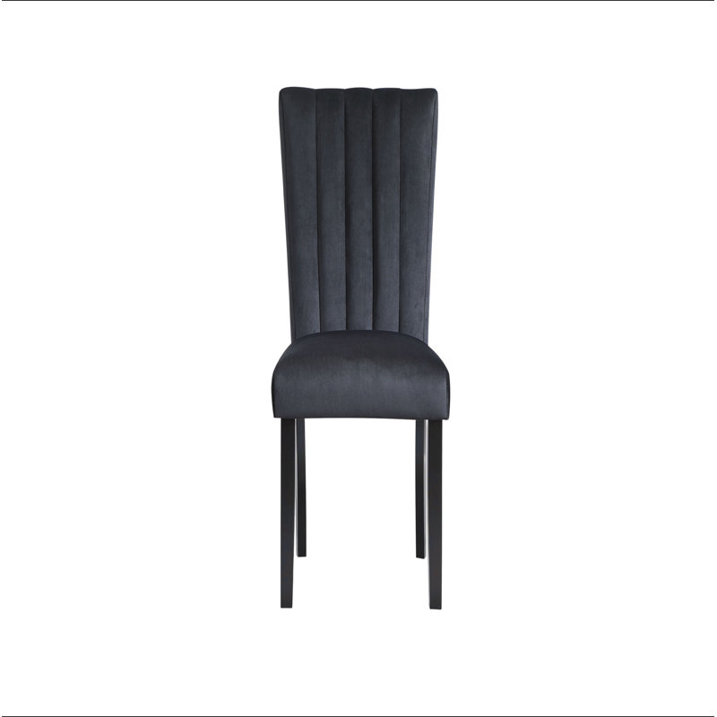 Chaises de salle à manger en tissu noir VHONG (ensemble de 2)