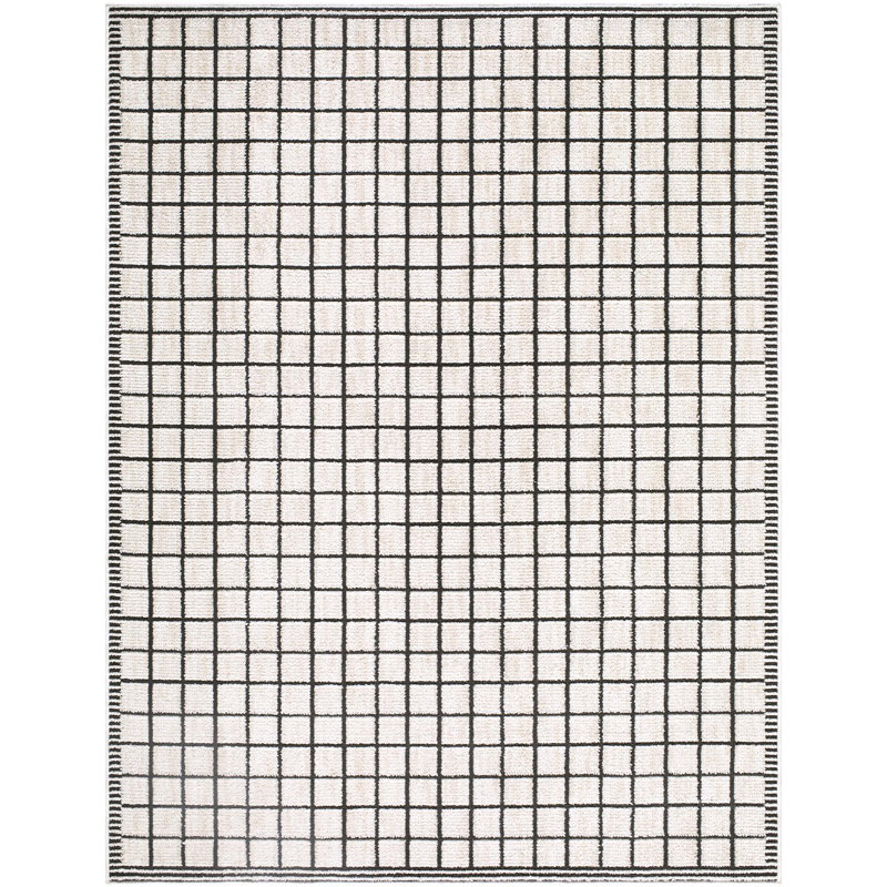 ELLE Decor X Livabliss Smathering Machine Woven Rug, Rectangle 6'7" x 9', Cream