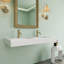 47 po x 19 po Lavabo double vasque de salle de bain à fixation murale / comptoir en surface solide avec trous de robinet en blanc mat