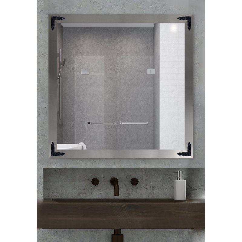 Heavner Flat Wall Mirror, 32" H x 32" W, White