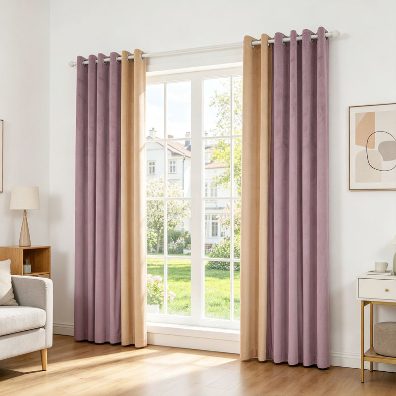 2 Panels Blocked Curtains For Living Room, Excluding Curtain Heads, 83" W x 91" L