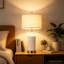 Ensemble de 2 lampes de table tactiles modernes avec ports de charge USB A + C, lampes de table de chevet en céramique à intensité variable avec abat-jour en lin pour la chambre à coucher et le salon