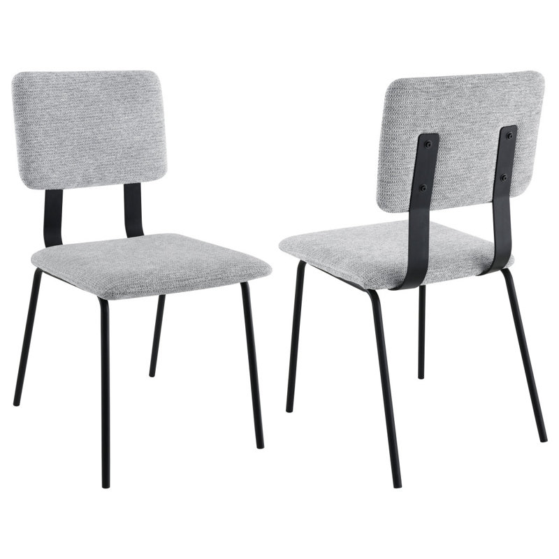 Ensemble de chaises de salle à manger rembourrées en tissu gris Valley (ensemble de 2)