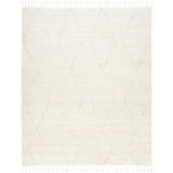 Camille Hand Knotted Wool Geometric Area Rug in Cream