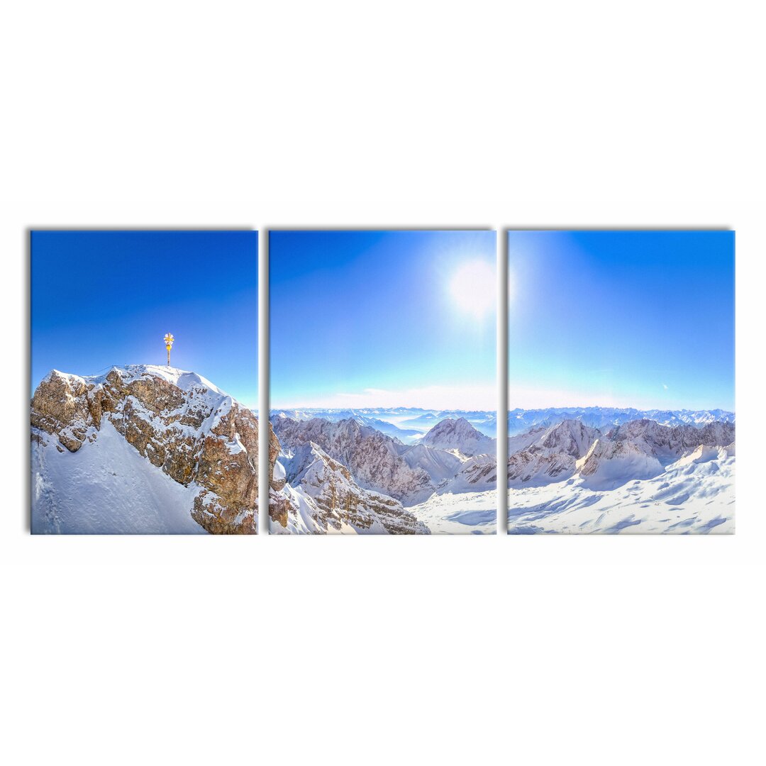 3-tlg. Leinwandbilder-Set Zugspitze in the Sunlight