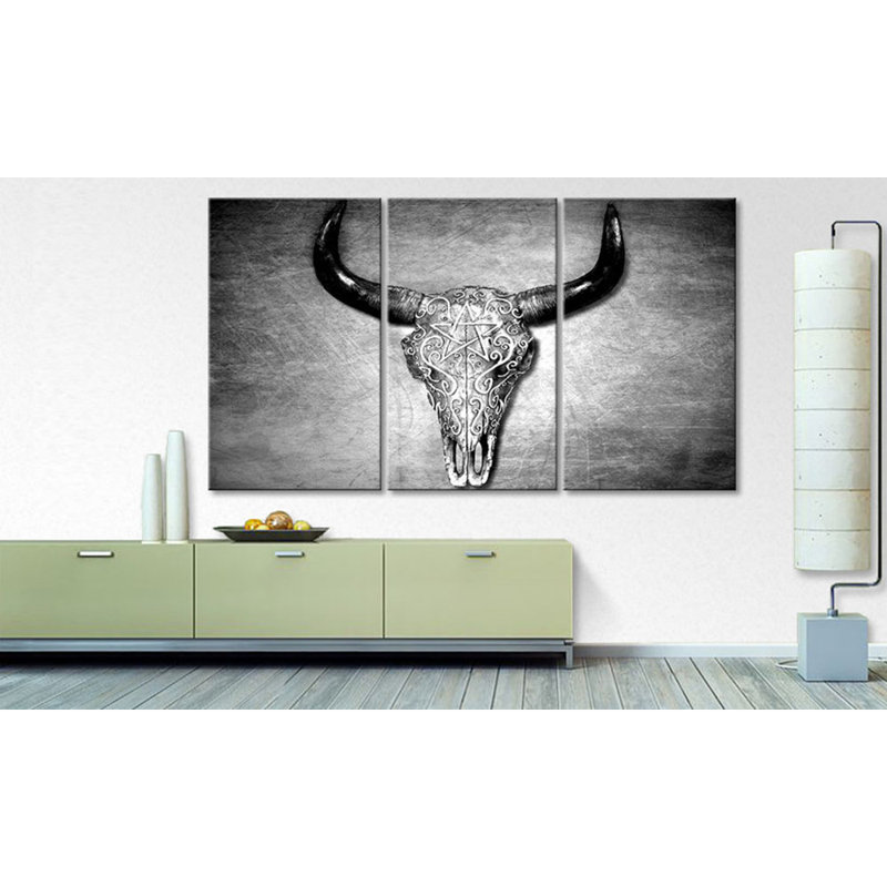 Black And White Head - Wrapped Canvas Print, 100 cm H x 180 cm W, 3-piece canvas set