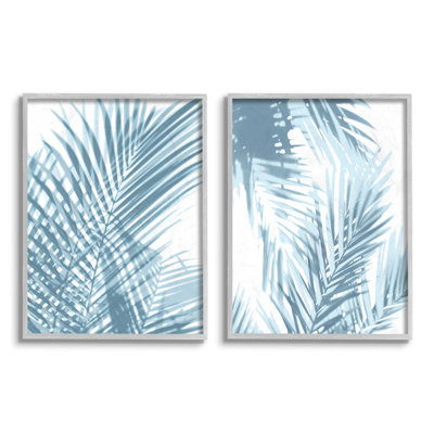 " Blue Ferns Abstract Light " 2 Piece Art Graphic Art Print