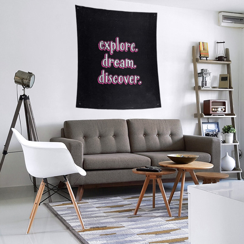 Tapisserie tableau noir en polyester discover rêve, H 80 po x l 68 po, Rose