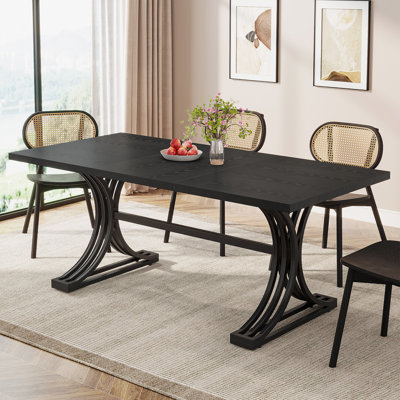 Table de salle à manger, rectangulaire, base en métal, 63 pouces