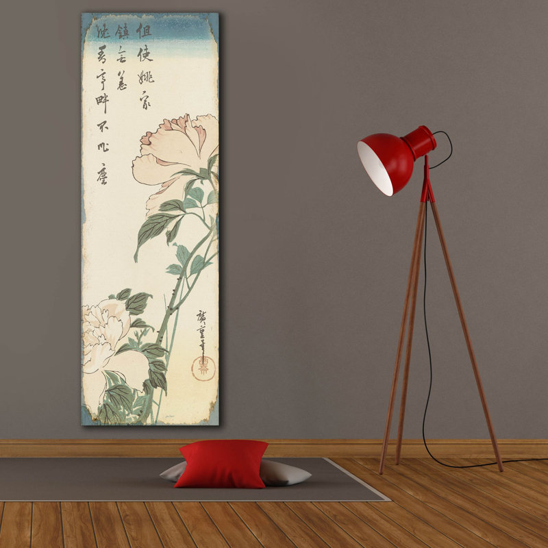«Jp2172 Vintage Asian Blossoms-b» par Jean Plout, art mural sur toile, H 60 po x l 20 po x P 1,5 po