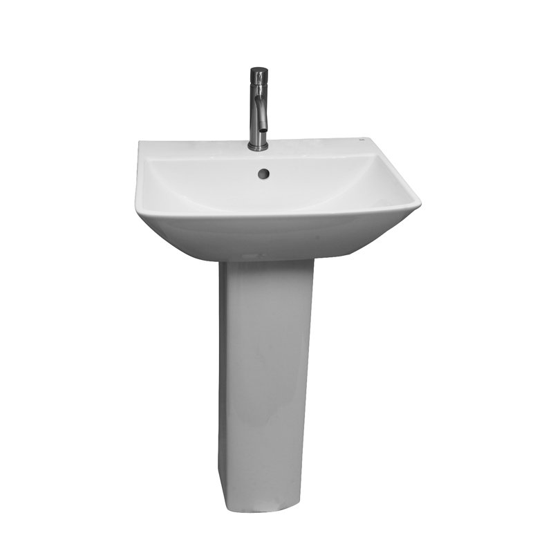 Lavabo de salle de bain rectangulaire sur pied en porcelaine vitreuse avec trop-plein Summit 27,5 po Summit, Simple