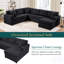 Canapé modulaire surdimensionné en U de 115,3 po avec méridienne et trois coussins décoratifs doux pour le salon, noir-407892606