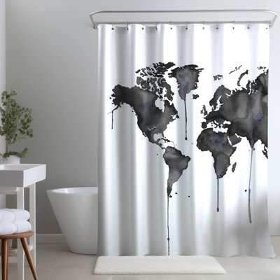 Shower Curtain TV12 – Polyester Shower Curtain, Dye Sublimation Print, 71" W × 74" L