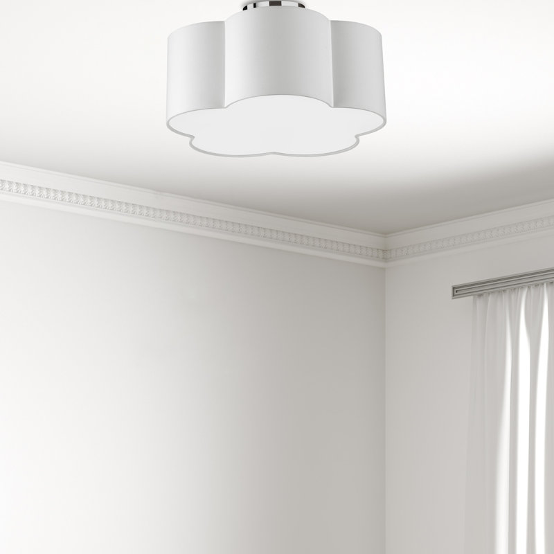 Charysse 3 Light Flush Mount, White, Polished Chrome