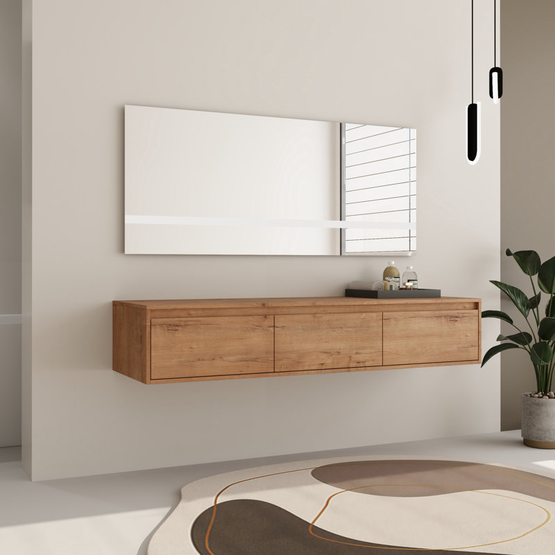  Fatmata  60" Wall-Mounted Bathroom Cabinet Storage, Brown
