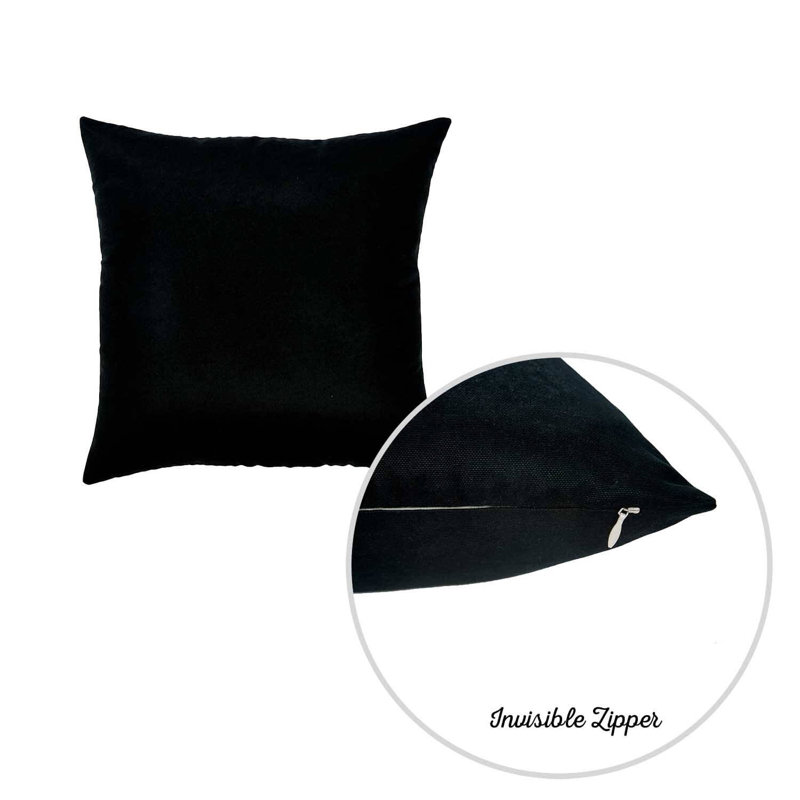Black Polyester 22" x 22" Square Pillow Covers Set of 4
