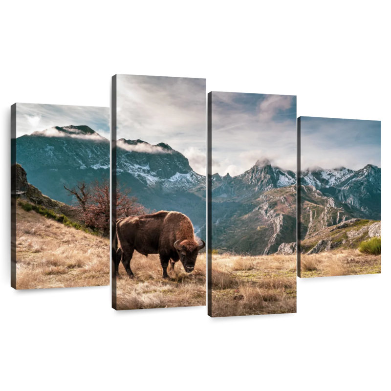 Brampt Bison By The Mountains, 48" H x 75" W