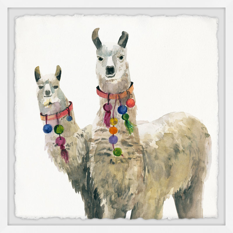 Llama Pair 1 Piece Single Picture Frame Wall Art, 51cm H x 51cm W x 3.81cm D