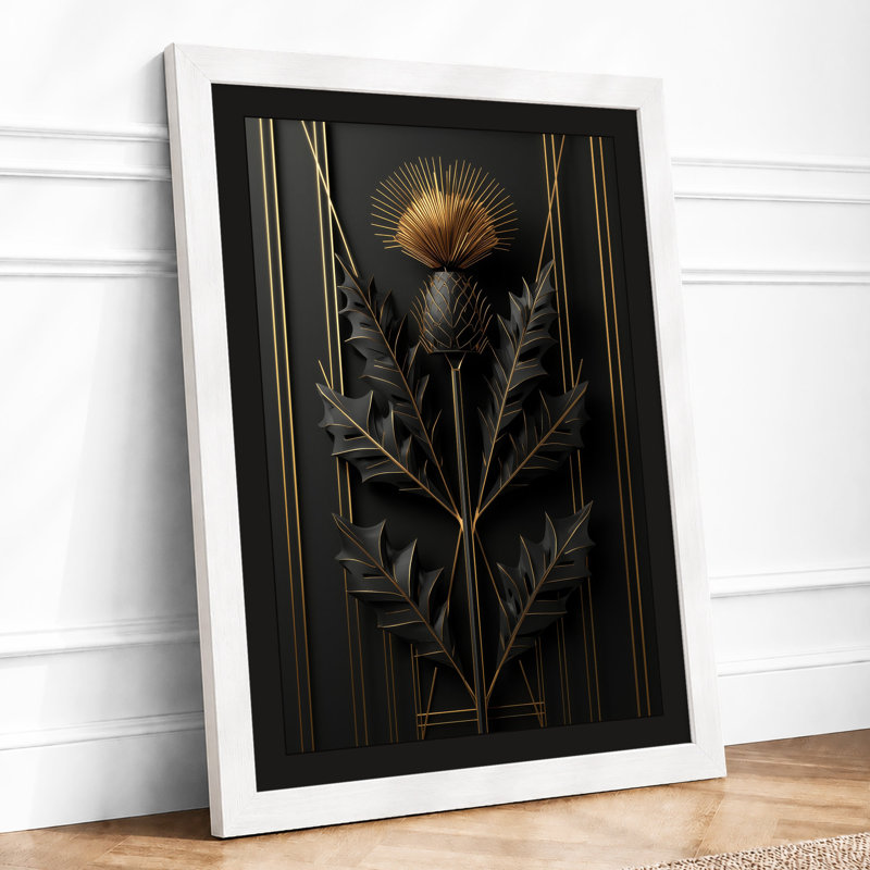 Gilded Thistle Botanical - Print, A3 - 42.0 x 29.7 cm, White
