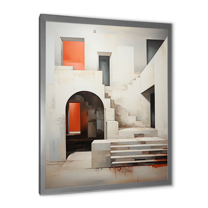 Minimalisme met l'accent sur la simplicité des escaliers III sur toile, H 32 po x l 16 po x P 1 po, Cadre photo argenté