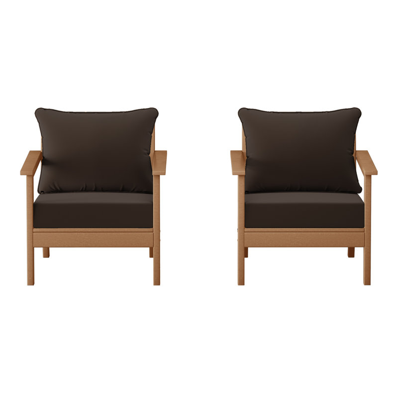 Chaise profonde avec coussins (ensemble de 2), Brown, Teck