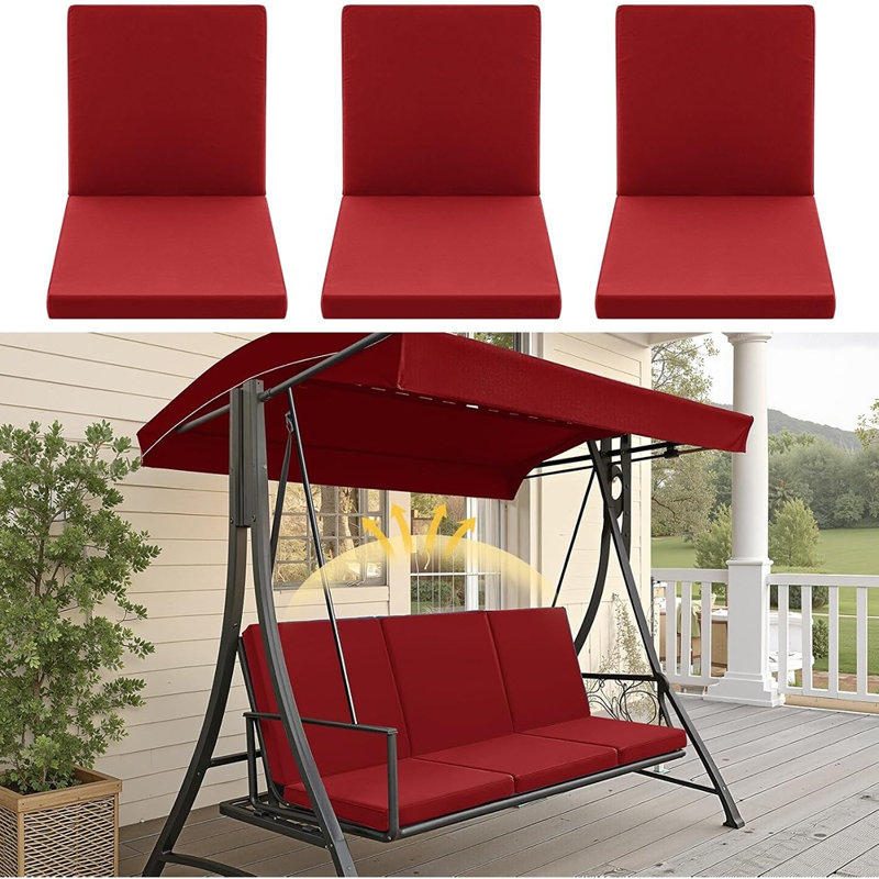 3-Seat Outdoor Porch Swing Replacement Cushions – Red