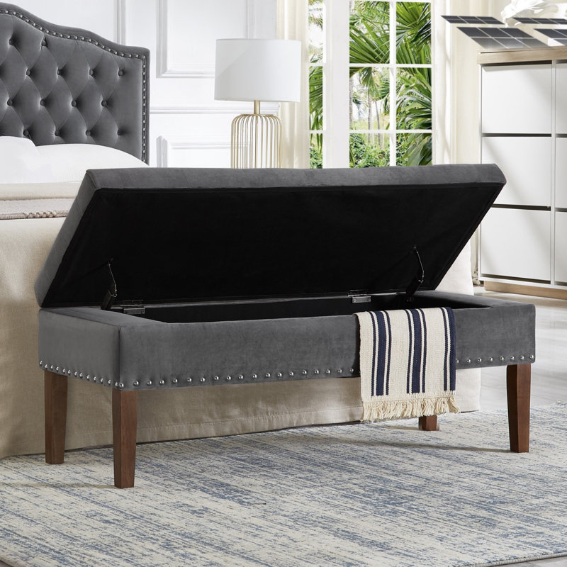 Banc capitonné avec rangement, Gris foncé