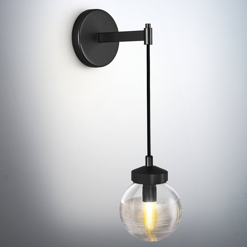 1-Light Dimmable Arm Mounted Wall Sconce, Matte Black
