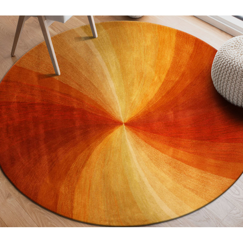 Tapis rouge contemporain en laine touffeté à la main Nauvoo, Rond 7 pi 9 po