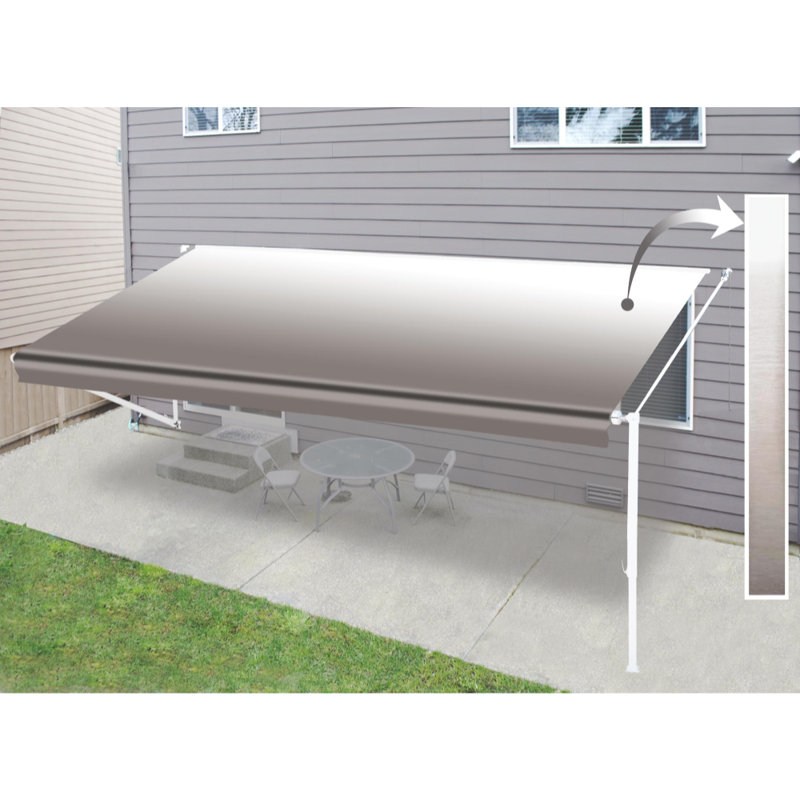 Tissu rétractable pour auvent de patio pour véhicule récréatif en vinyle, 0.4" H x 120" W x 96" D, Brun