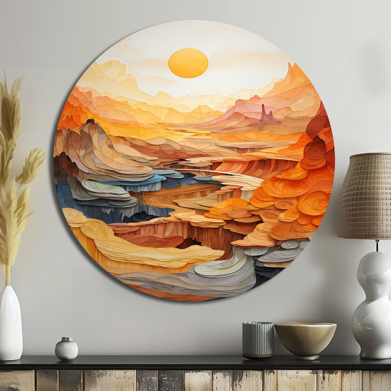 Kershner - Paysages d'art rond en métal, H 23 po x l 23 po