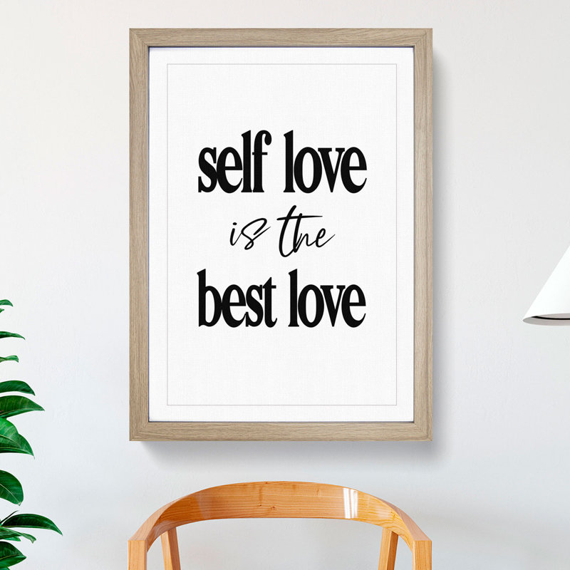 Self Love - Picture Frame Typography, 65cm H x 48cm W x 2cm D, Oak