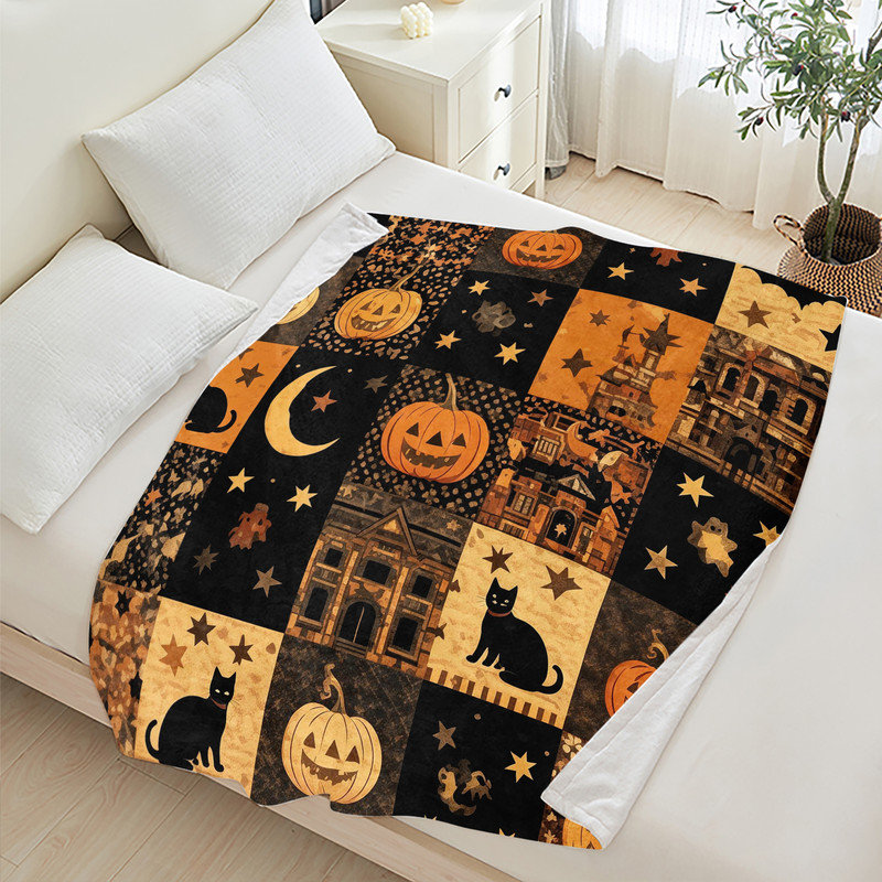 Jeté en flanelle JYK, Motif de feuilles matelassées