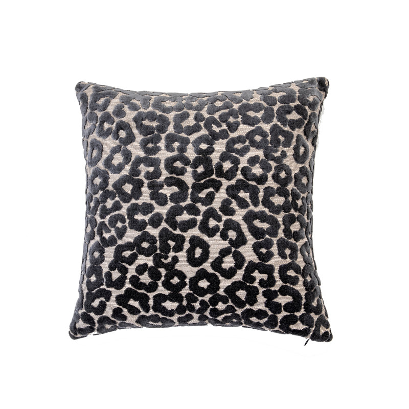 Animal Print Velvet Throw Pillow, 18" x 18", Black