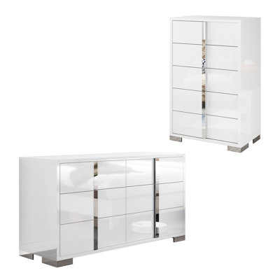 Dulane High-Gloss 2-Piece Bedroom Set