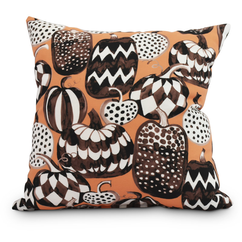 Witches Brew Outdoor Reversible Throw Pillow, 18" x 18", Orange