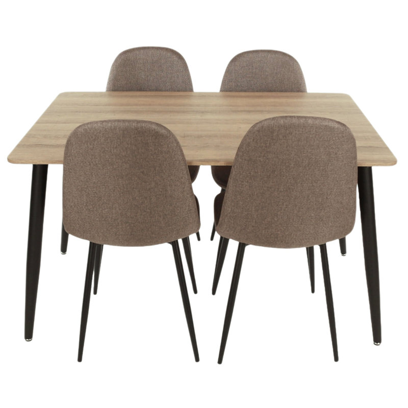 Holmen table and 4 chair dining set, Brown, Tan