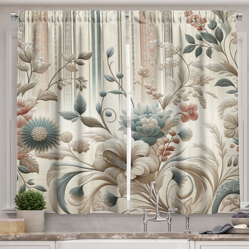 Vintage Kitchen Curtain, 55" W x 30" L