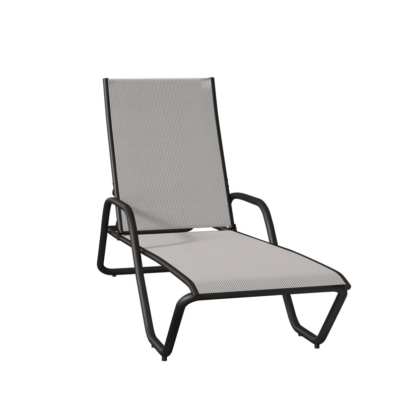 Outdoor Rust-Resistant Metal Chaise Lounge, Textured Black, Carter