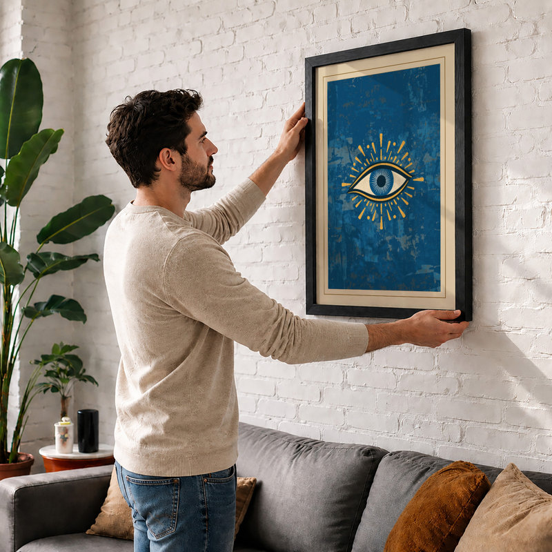 Golden Eye Mystical - Framed Print, A1 - 84.1 x 59.4 cm, Black
