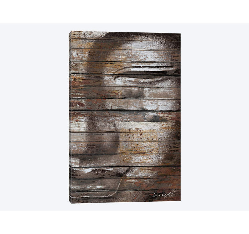«Buddha Mind» par Diego Tirigall, impression sur toile, H 24 po x l 16 po x P 1 po, Papier d'art encadré noir, Blanc