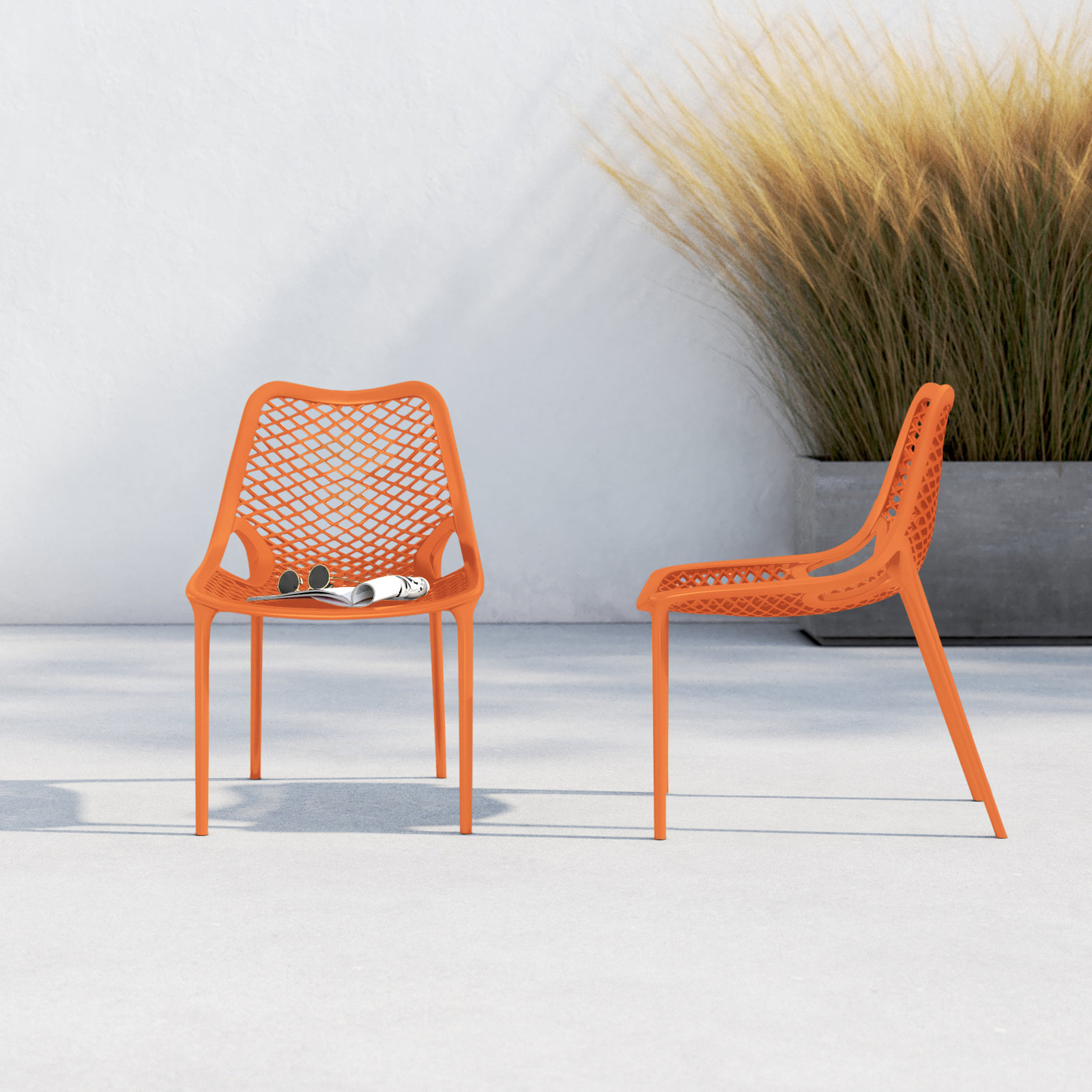 Farrah Stackable Patio Side Chair, Orange