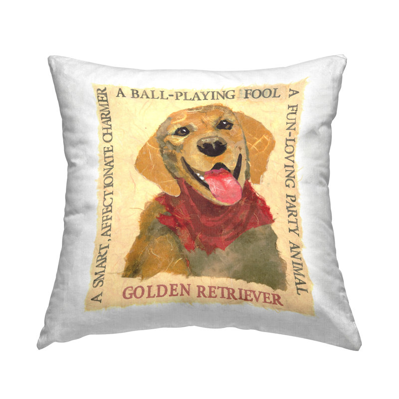 Fun Golden Retriever Phrases Decorative Printed Throw Pillow Design by Nancy Overton