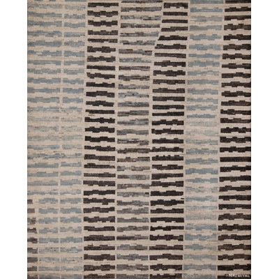 One-of-a-Kind 9'5" X 12' New Age Area Rug Beige/Black/Light Blue